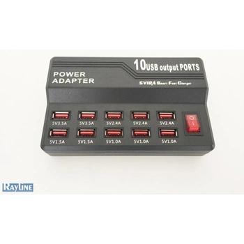 Rayline USB rychlonabíječ s 10-ti USB porty 5 V 12A