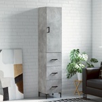 vidaXL Висок шкаф, бетонно сив, 34, 5x34x180 см, инженерно дърво (3198853)