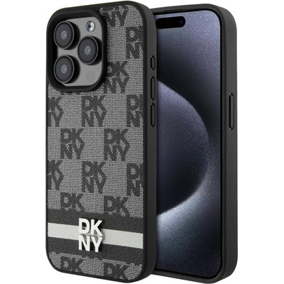 Гръб DKNY за iPhone 15 Pro Max, PU Leather Checkered Pattern and Stripe Case, DKHCP15XPCPTSSK (DKHCP15XPCPTSSK)