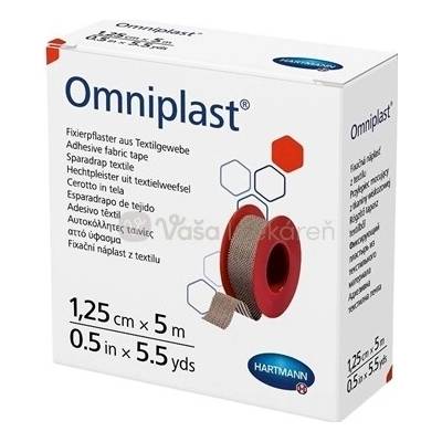 Omniplast Náplasť textilná na cievke 1,25 cm x 5 m 1 fixačná náplasť