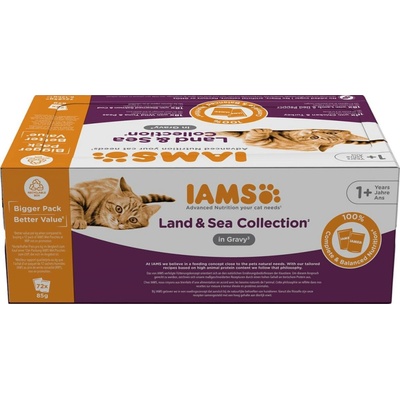 Eukanuba komerční, Iams Iams Cat Adult Delights kapsa Land&Sea in gravy 72 x 85 g