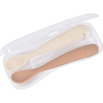 Prvé lyžičky silikónové 2 ks s puzdrom Clay Praline