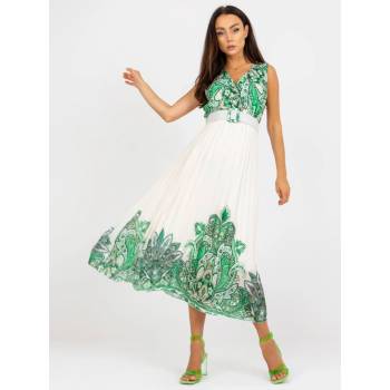 Šaty s mandalovým vzorem a plisovanou sukní DHJ-SK-13128.61 bílo-zelené