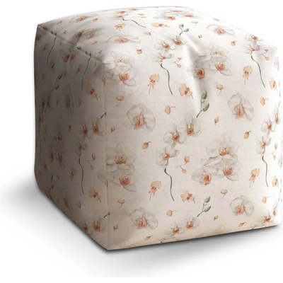 Sablio Taburet Cube Bílá orchidej - 50x50x50 cm