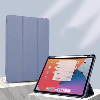SES 2v1 Smart flip cover+zadný silikónový ochranný obal s držiakom na pero pre Apple iPad 10.2" 2021 9. generace fialový 12233