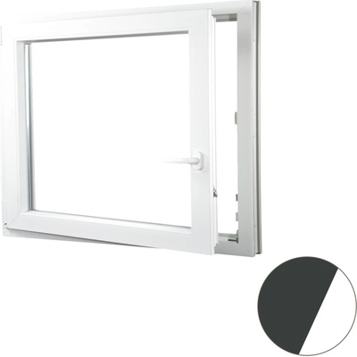 Aluplast Plastové okno jednokřídlo antracit/bílé 1400 x 1200 mm Levé, Trojsklo Ug= 0,7