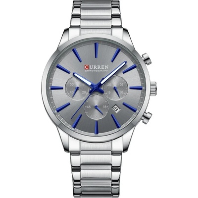 Curren Мъжки часовник Curren Fain, Неръждаема стомана, Хронограф, Сребрист / Сив (CURREN-8435-SILVER-GRAY)