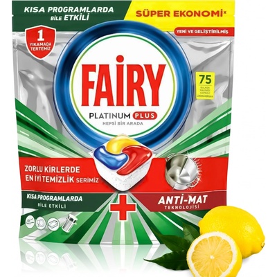 Fairy Platinum Plus Lemon kapslí do myčky 75 ks