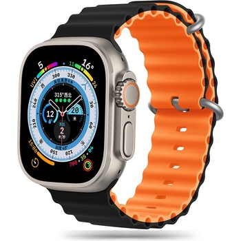 Tech-Protect Силиконова каишка за Apple Watch 6/7/8/9/10/SE/Ultra 1-2 (44/45/46/49 mm) от Tech-Protect IconBand Pro - Черен / Оранжев (5906302310265)