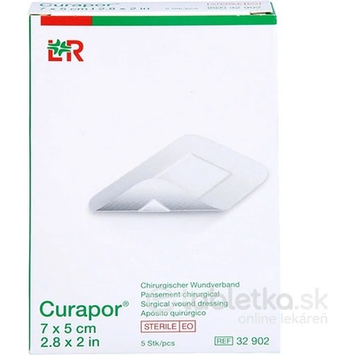 Curapor krytie na rany s vankúšikom 7 x 5 cm chirurgické samolepiace sterilné 1 x 5 ks