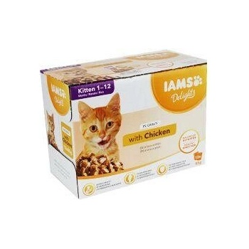 IAMS Delights Kitten kura v omáčke multipack 12 x 85 g