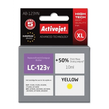 Compatible Мастило Activejet AB-123YN (заместител за Brother LC123Y/121Y, Supreme, 10 ml, жълто) (AB-123YN)