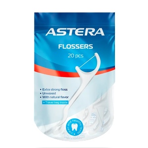 ASTERA Комбинирани клечки за зъби с конец Active+, 20 бр (10473277)