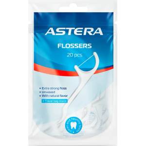 ASTERA Комбинирани клечки за зъби с конец Active+, 20 бр (2997043)