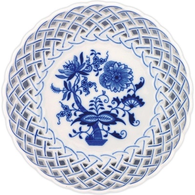 Český porcelán Dubí Mísa kulatá prolamovaná cibulák 18 cm
