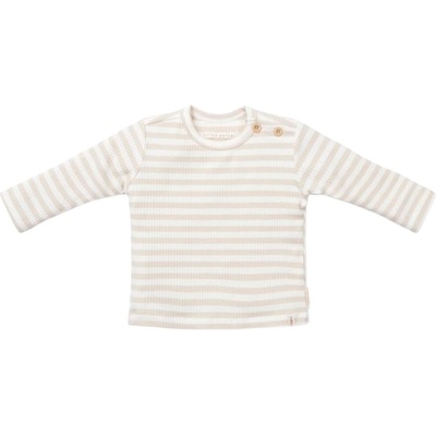 Little Dutch Бебешка блуза с дълъг ръкав Little Dutch - На райета, Sand/White, 50 cm, 0-1 м (CL24221014)