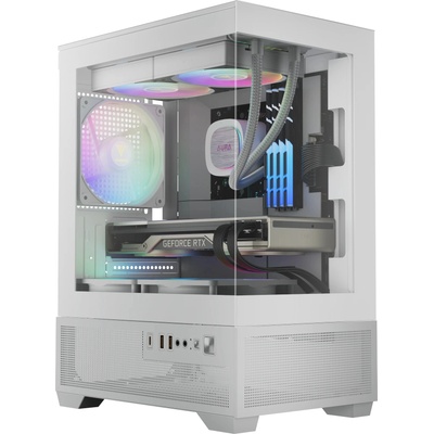 кутия Case mATX - AURA GC9M Elite White - 3 x 120 mm A-RGB, USB-C, Tempered Glass (AURA-GC9M-ELITE-ARGB-WH)