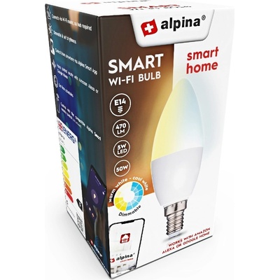 ALPINA Múdra žiarovka LED WIFI biela stmievateľná E14 ED-225441
