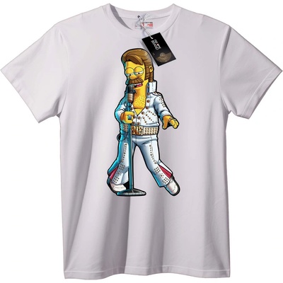 NOONEBRAND Тениска Елвис Хомер Симпсън - 4XL, White