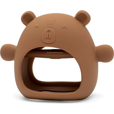 New Baby silikon hryzátko na ruku medvedík karamelovo hnedá