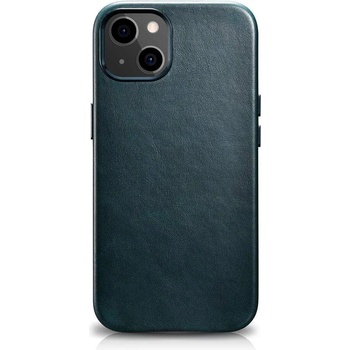 ICARER Leather Oil Wax MagSafe Case - кожен (естествена кожа) кейс с MagSafe за iPhone 13 mini (син)