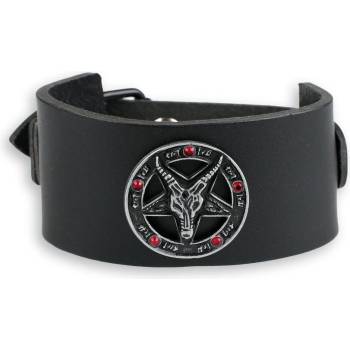 Image 1 of Leather & steel fashion Гривна Бафомет - черен - кристално червено - LSF1 64-a