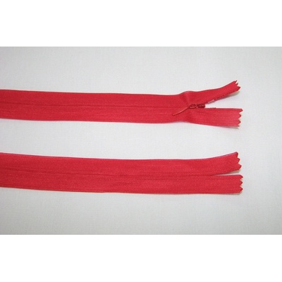 Zips krytý 3mm nedeliteľný 60cm červený dederon