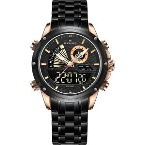 Naviforce Часовник naviforce ri-29608 - Черен / Злато Розов kp29608 Часовници