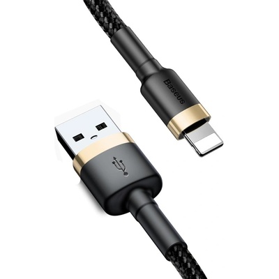 Baseus Кабел за данни USB към осветление 1, 5 A, 2 м - Baseus Cafule (CALKLF-CV1) - златисто черен