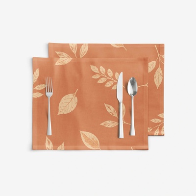 Goldea prestieranie 100% bavlnené plátno oranžové jesenné lístky 2ks 30 x 40 cm
