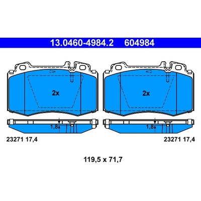 ATE Sada brzdových platničiek kotúčovej brzdy 13046049842