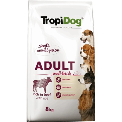 TropiDog 8kg Tropidog Premium Adult Small Суха храна за кучета с говеждо и ориз