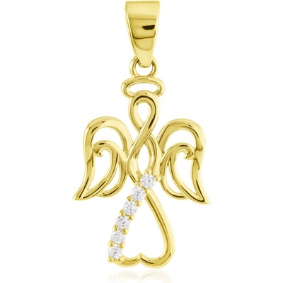 Gemmax GLPYB2194 zlatý přívěsek Anděl žluté zlato bílé zirkony GLPYB 21941