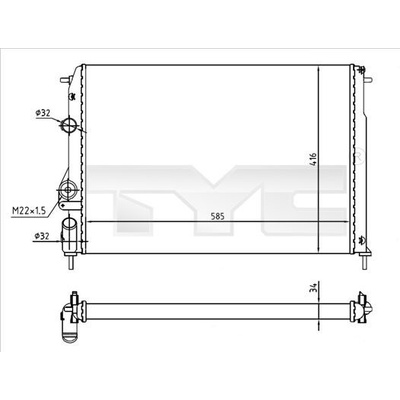 Chladič, chlazení motoru TYC 728-0055-R