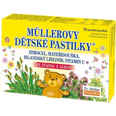 Dr. Müller Müllerove detské pastilky so šťavou z jahôd s vitamínom C 36 pastiliek