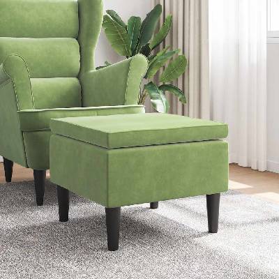 vidaXL Табуретка с дървени крака, светлозелена, кадифе (329439)