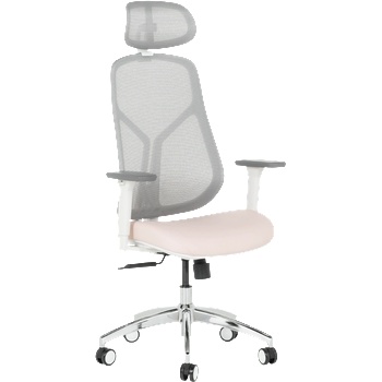 Ергономичен стол Carmen 7901 W еко кожа - сив-розов (3520183)