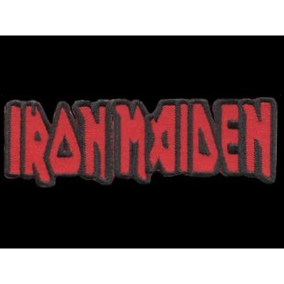Nášivka IRON MAIDEN nápis red vyšívaná zažehlovací