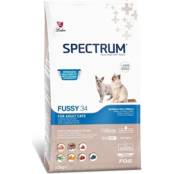 Lider Pet Food Spectrum Adult Cat Food Fussy 34 - Пълноценна храна за израснали котки с капризен или нередовен апетит, с риба - 12 кг, Турция