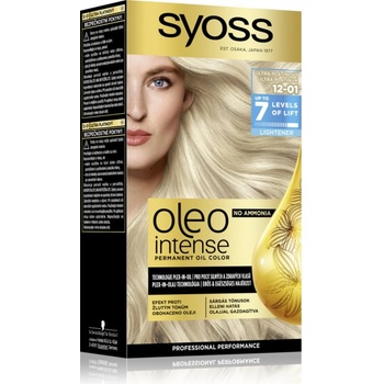 Syoss Oleo Intense перманентната боя за коса с олио цвят 12-01 Ultra Platinum