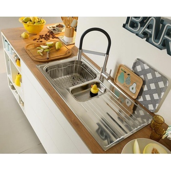 Franke : мивка от неръждаема стомана+смесител с гъвкав черен шлаух