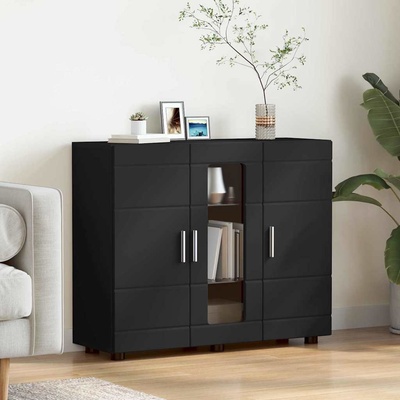 vidaXL Дървен шкаф Черно 88, 5 x 30, 5 x 73 см Инженерно дърво (880302)