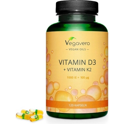 Vegavero Витамин D3 1000 IU + Витамин К2 100 mcg 120 капсули | Vegavero (VV-VITA-228)
