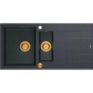 Quadron Unique Evan 156 вградена композитна мивка, черен диамант - мед 100x50 см (HQE5510050U8_PVDC1_P2O) Мивка за вграждане