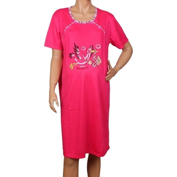 Нощница за кърмачки в пурпурно розово с щъркел и раиран кант