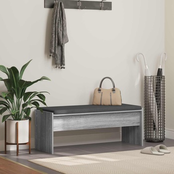 vidaXL Пейка за коридор с възглавница Сив Сонома 103 x 38 x 40 см (891565)