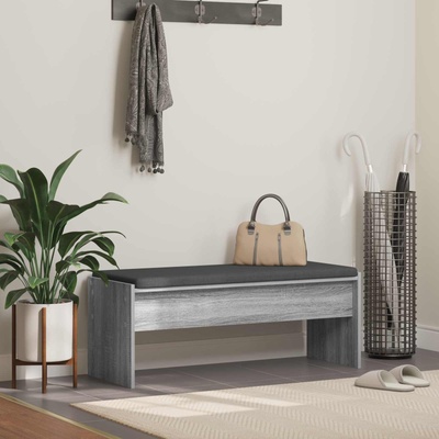 vidaXL Пейка за коридор с възглавница Сив Сонома 103 x 38 x 40 см (891565)