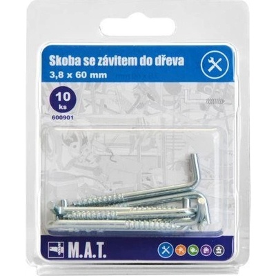 skoba se závitem do dřeva 60x3,8mm Zn (10ks)