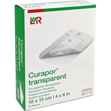 Curapor Transparent Náplast na rány 10 x 15 cm voděodolná fólie 25 ks