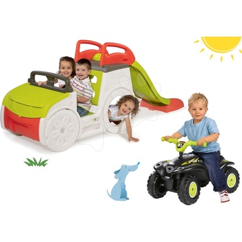Smoby set Prolézačka Adventure Car a BIG odrážedlo Quad